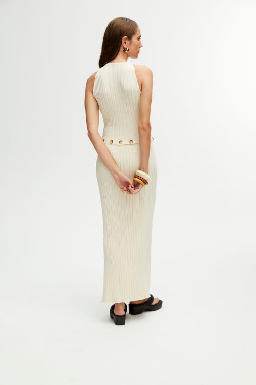 Nocturne Ribbed Dress With Slits In Ivory