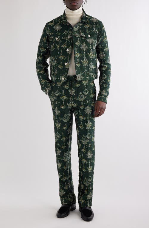 Shop Givenchy Jacquard Skinny Fit Trucker Jacket In Dark Green