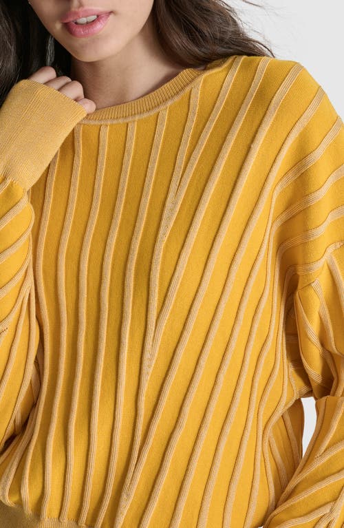 Shop Dkny Transfer Stitch Sweater In Goldenrod/vanilla Bean