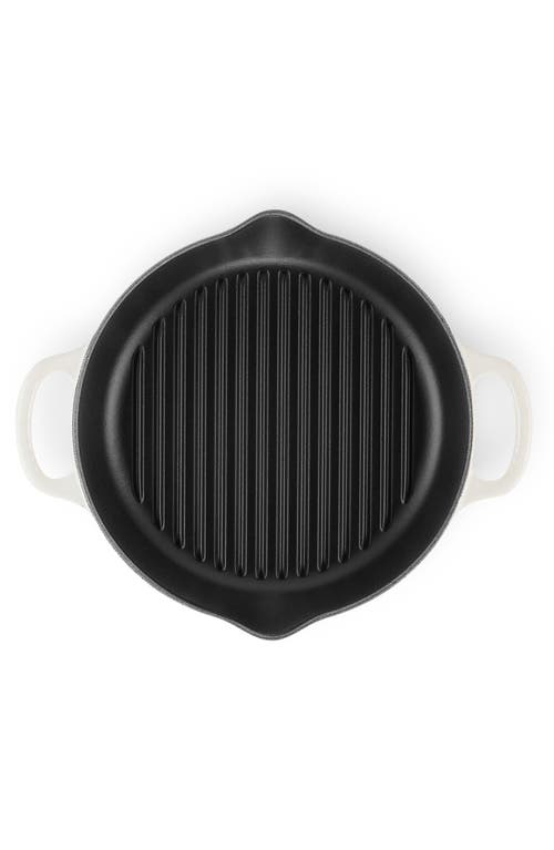 Le Creuset Signature Deep Round Enamel Cast Iron Grill Pan In Meringue