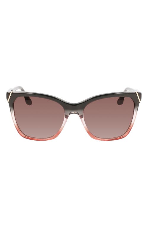 Victoria Beckham Guilloché 56mm Gradient Rectangular Sunglasses in Grey/Rose/Caramel