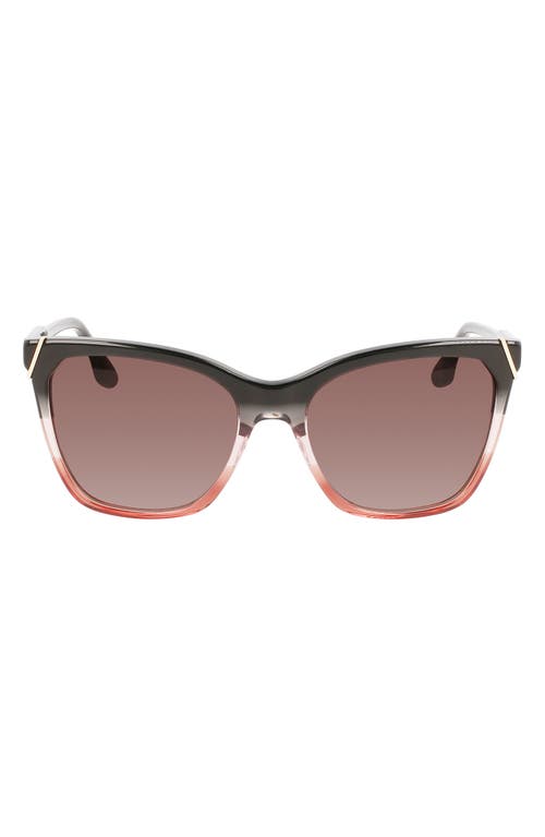 Shop Victoria Beckham Guilloché 56mm Gradient Rectangular Sunglasses In Grey/rose/caramel