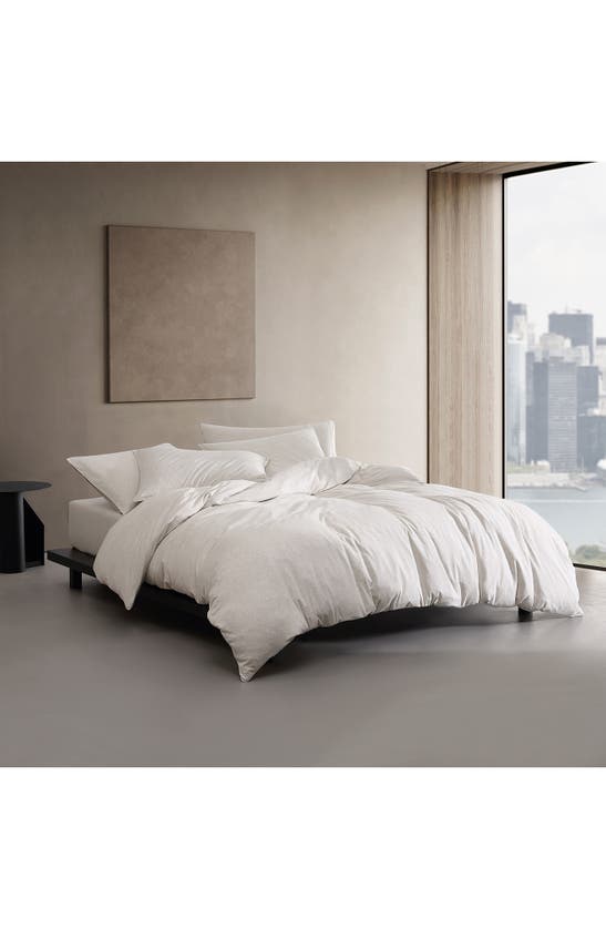 Shop Calvin Klein Mélange Cotton Blend Jersey Duvet & Shams Set In White