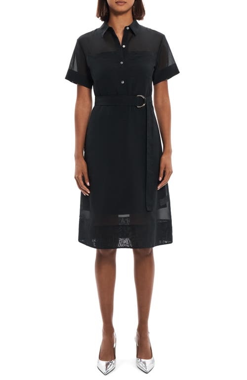 Theory D-Ring Belted Semisheer Shirtdress in Black - 001
