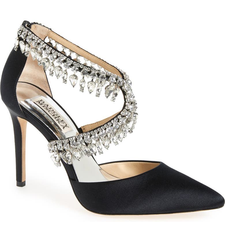 Badgley Mischka 'Glamorous' Crystal-Embellished Pointy Toe Pump (Women ...