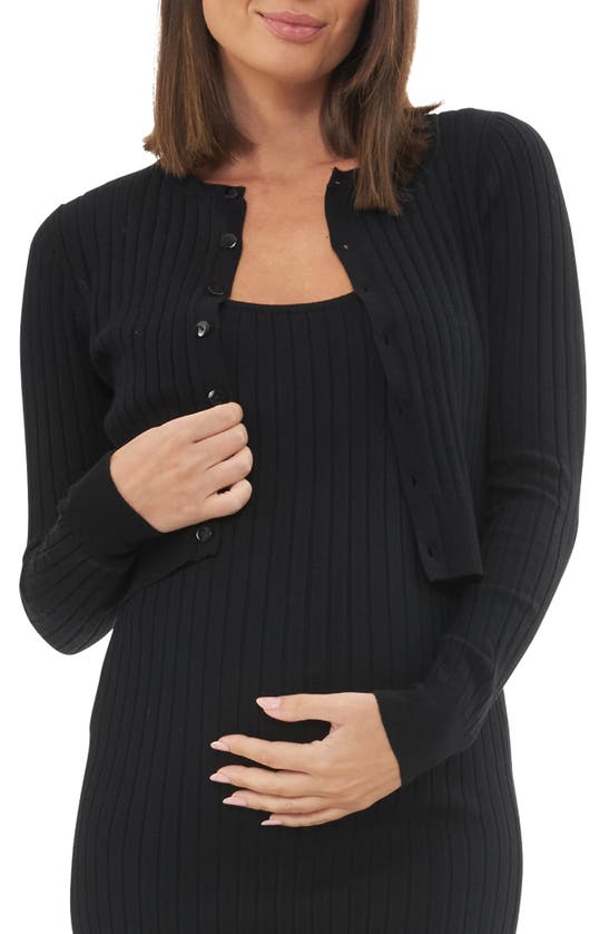 Shop Ripe Maternity Caitlin Rib Crop Maternity Cardigan In Black