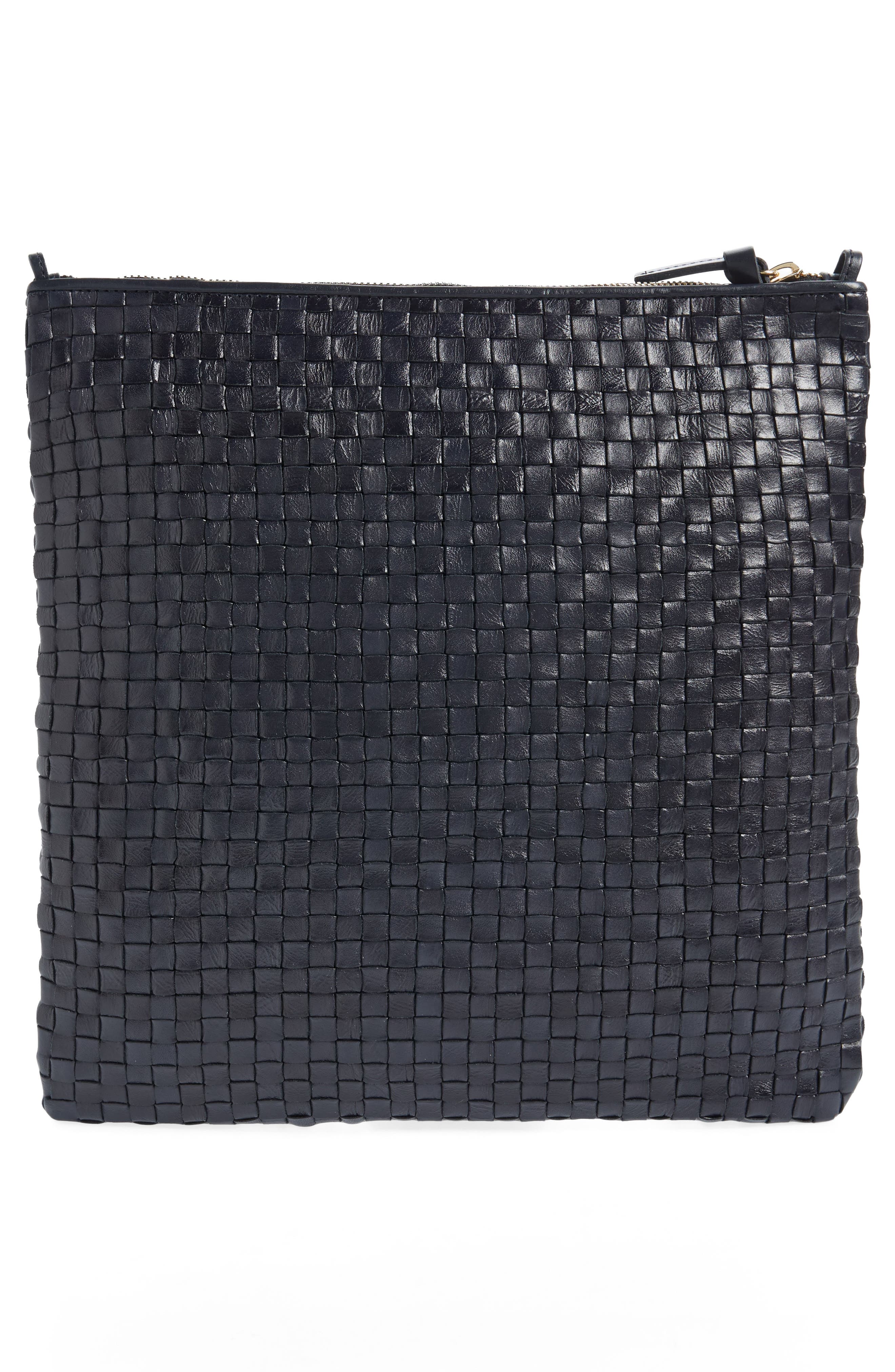 Clare V. Woven Leather Clutch with Tabs in Twilight Woven Checker