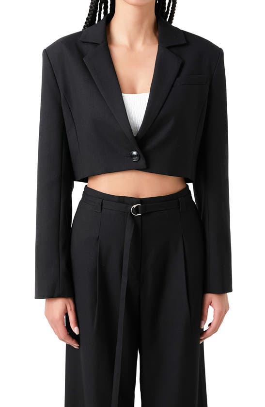 Grey Lab Oversize Crop Blazer In Black