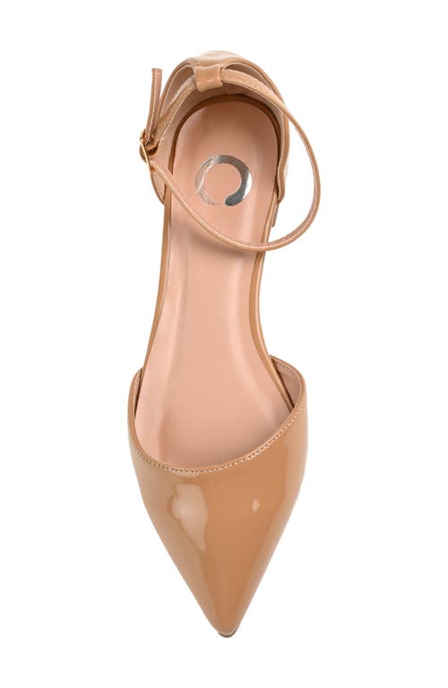 Journee Collection Women's Reba Ankle Strap Pointed Toe Flats In Patent/taupe