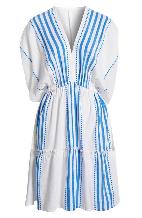 Shop Lemlem Alem Stripe Cotton Blend Cover-up Dress In Eshe Blue