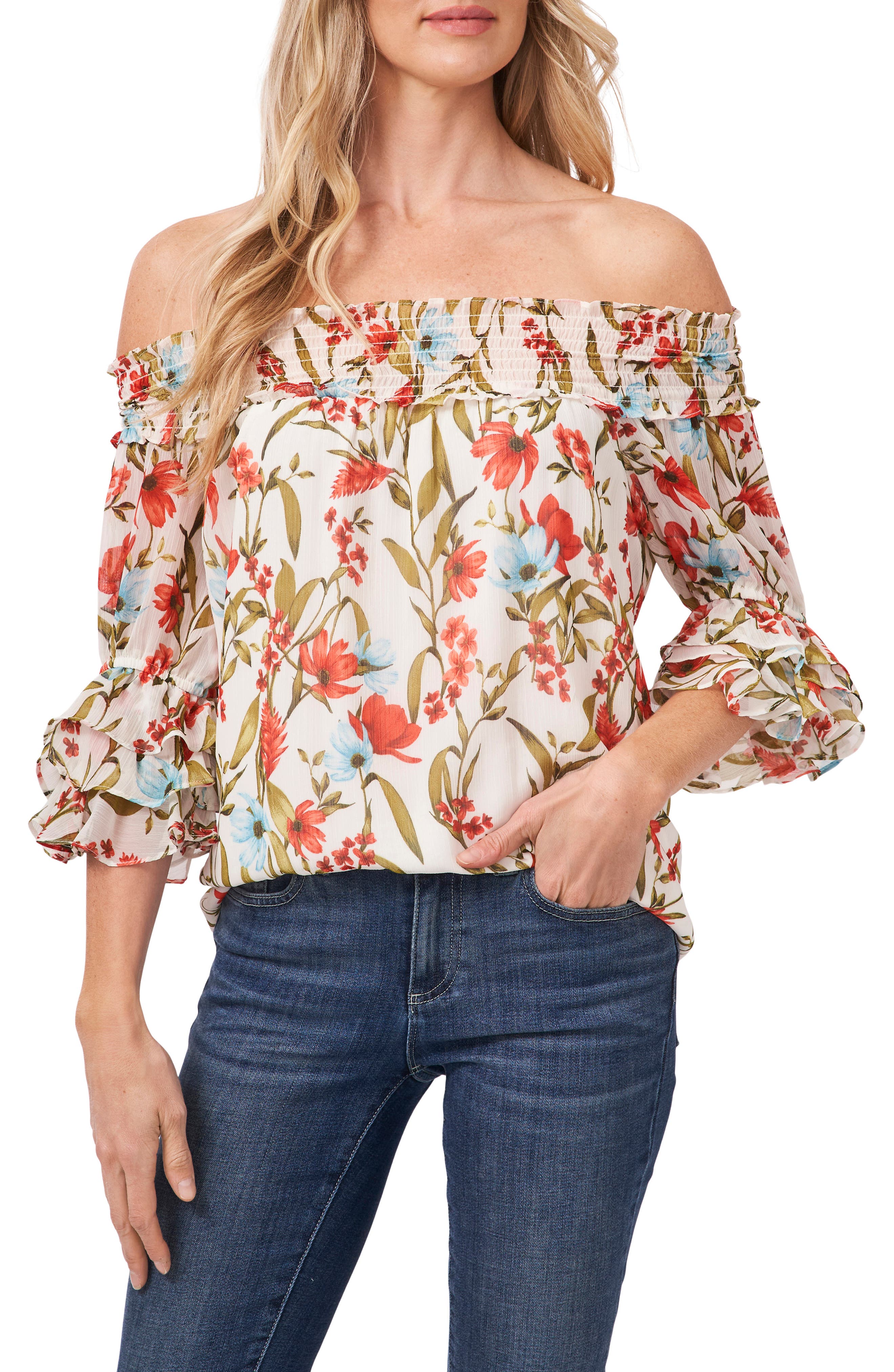 nordstrom white off the shoulder top