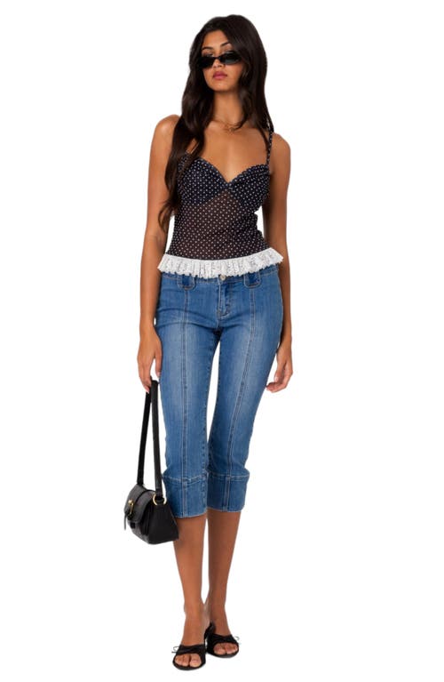 Edikted Polka Dot Cupped Mesh Top In Black