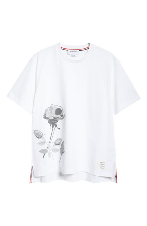 Thom Browne Rose Cotton Graphic T-shirt In White