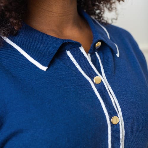 HOPE & HENRY TIPPED BUTTON FRONT SWEATER DRESS 
