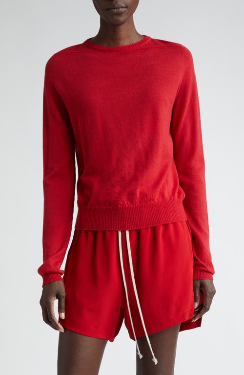 Rick Owens Virgin Wool Crewneck Sweater in Cardinal Red at Nordstrom, Size Small