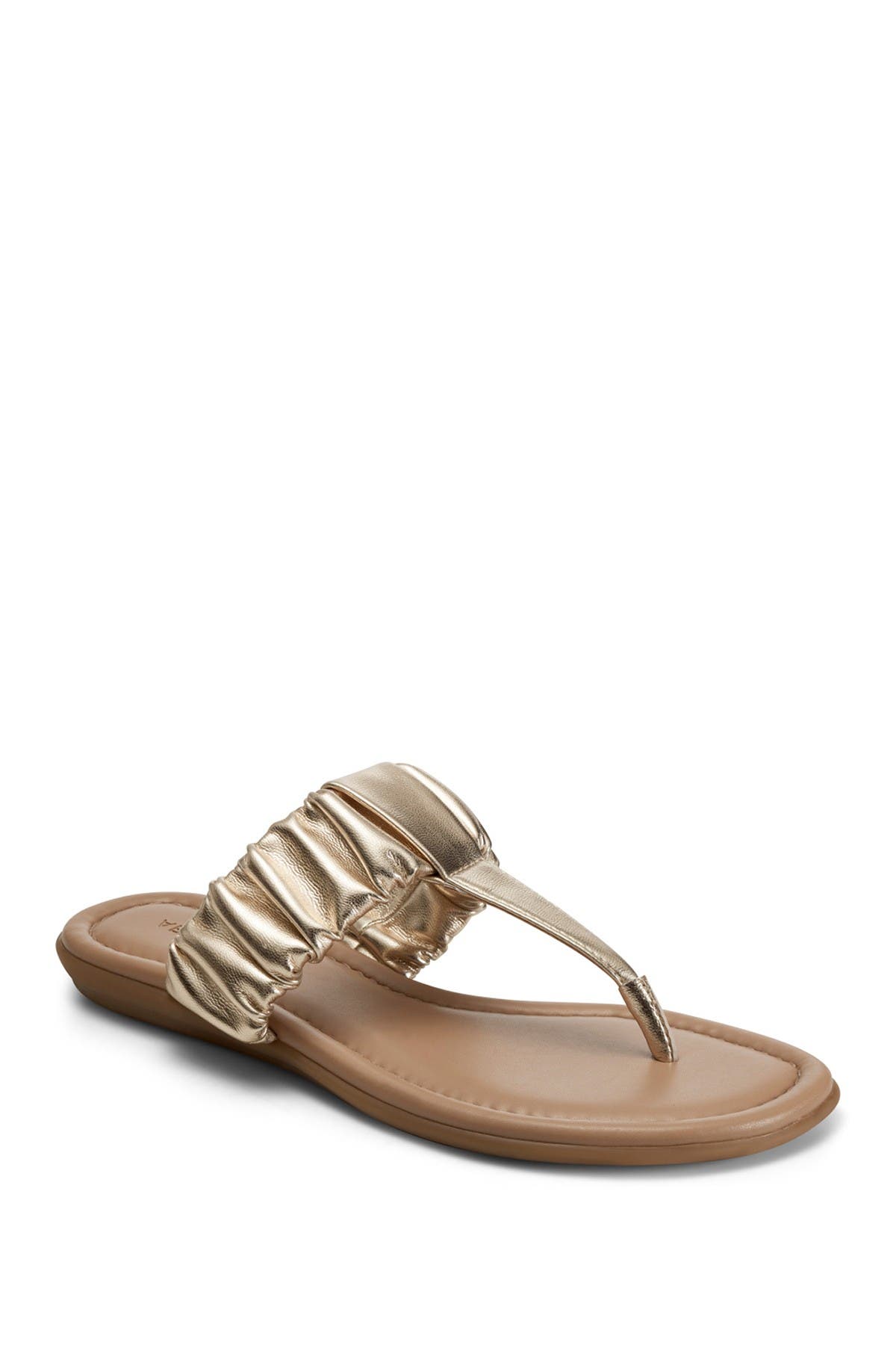 Aerosoles Cady T-strap Sandal In Soft Gold Pu
