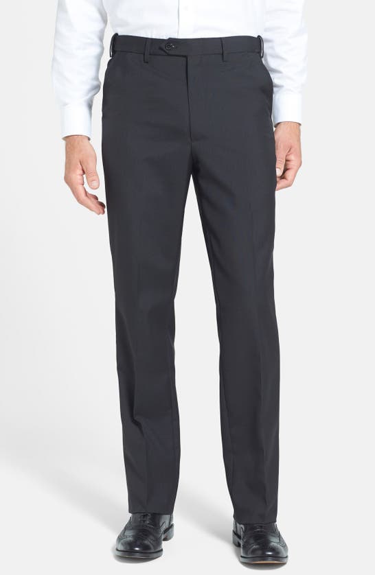BERLE BERLE SELF SIZER WAIST PLAIN WEAVE FLAT FRONT WASHABLE TROUSERS