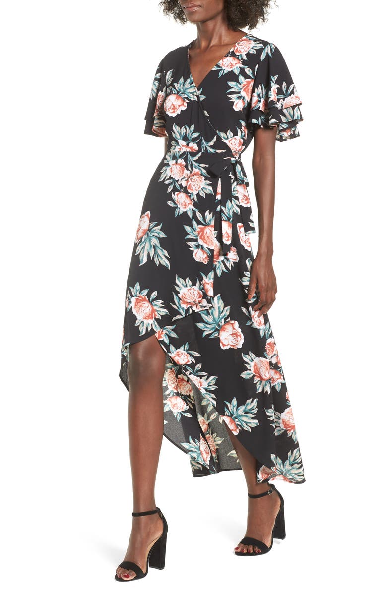 Mimi Chica Ruffle Sleeve Floral Maxi Dress | Nordstrom
