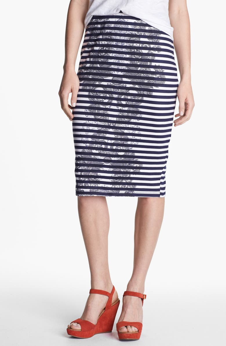 Bobeau Print Ponte Knit Pencil Skirt | Nordstrom