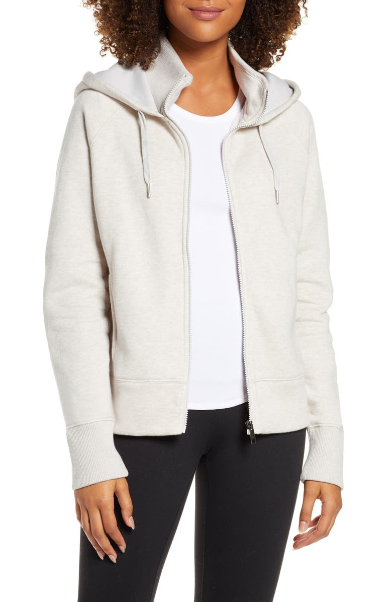 ZELLA Nola Full Zip Hooded Sweatshirt, Main, color, OATMEAL SOFT HEATHER