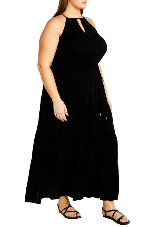 Shop City Chic Stacey Keyhole Tiered Maxi Dress In Black