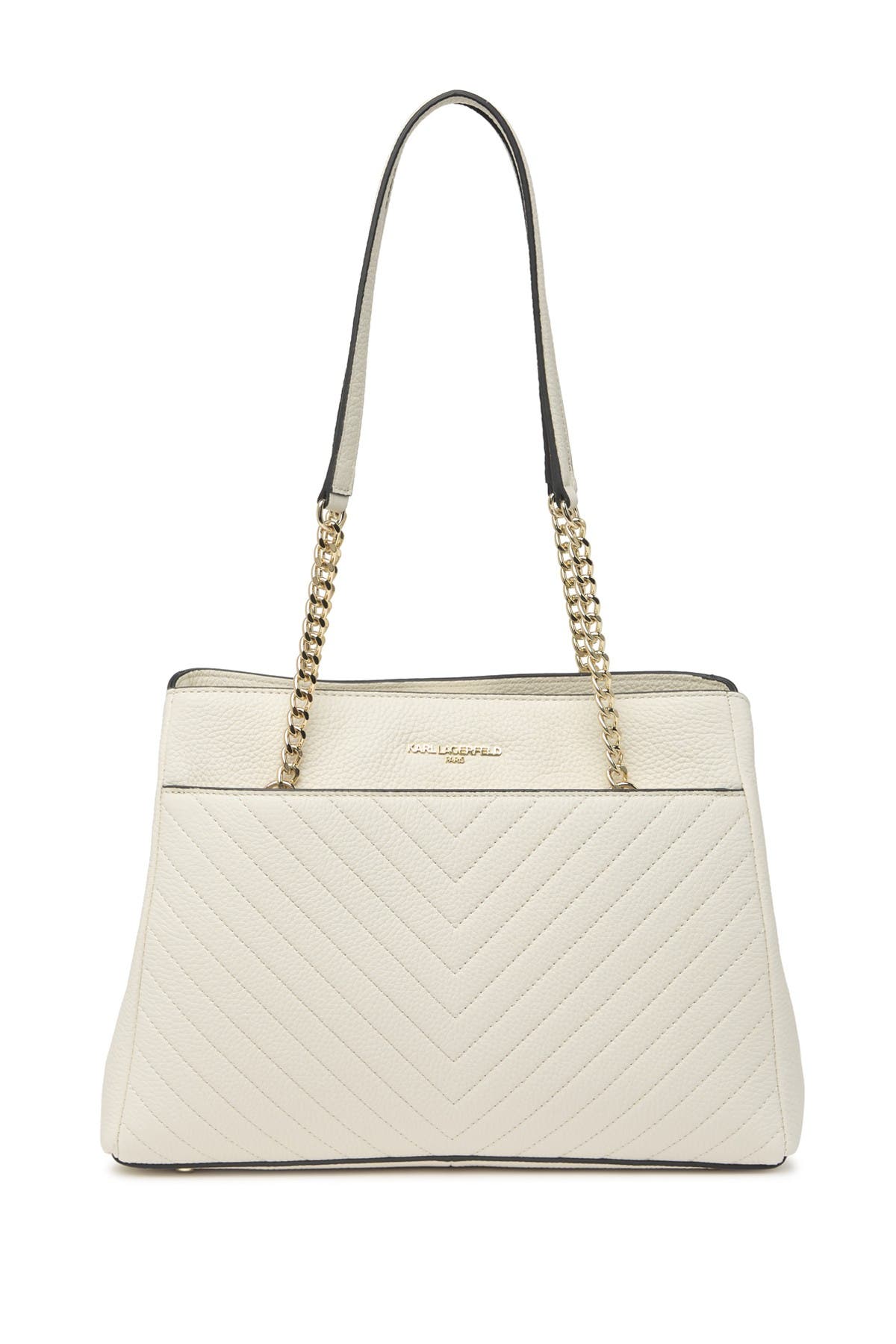Karl Lagerfeld Charlotte Leather Tote Bag In Winter Whi