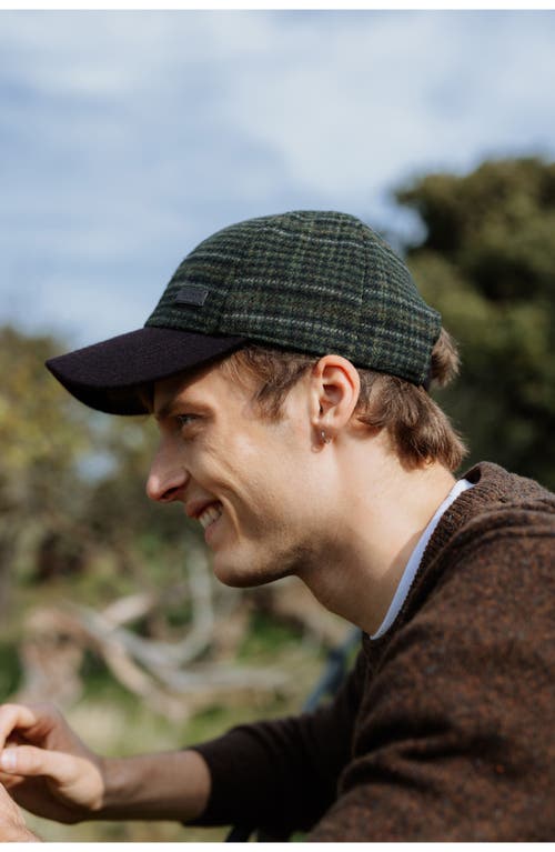 Shop Barbour Clyde Plaid Adjustable Tweed Baseball Cap In Brown/olive Plaid