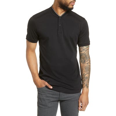 Boss Pratt Regular Fit Solid Henley, Black