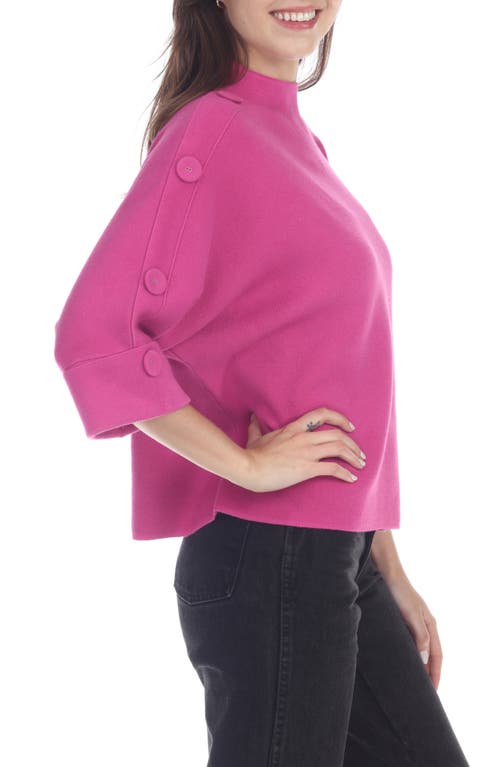 Rain And Rose Button Detail Sweater In Fuchsia
