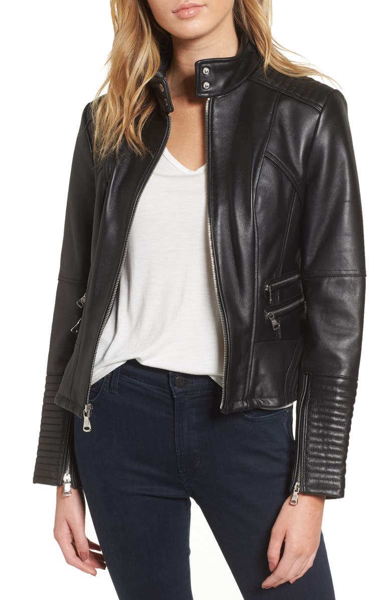 Vince Camuto Double Zip Leather Moto Jacket | Nordstrom