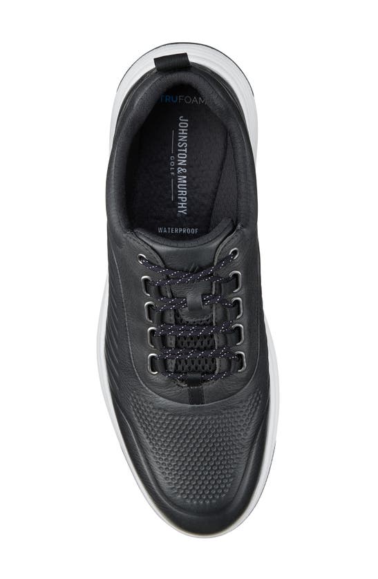 Shop Johnston & Murphy Amherst Gl1 Luxe Hybrid Waterproof Golf Sneaker In Black Waterproof Full Grain