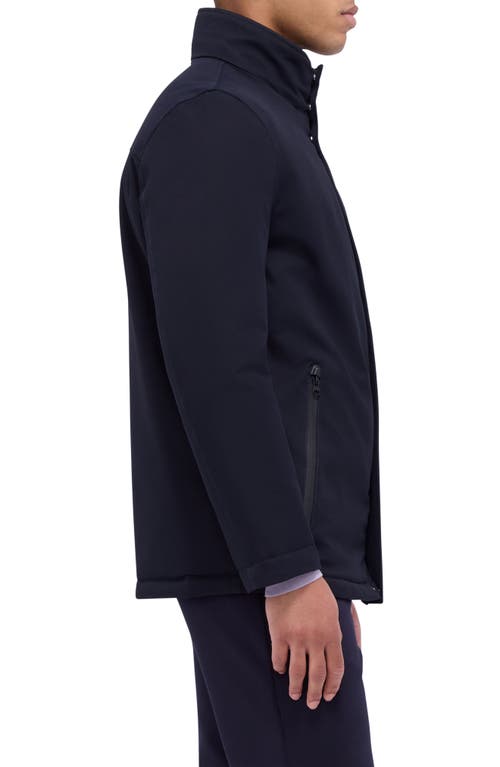 Shop Bugatchi Water Repellent Twill Jacket With Bib In Navy