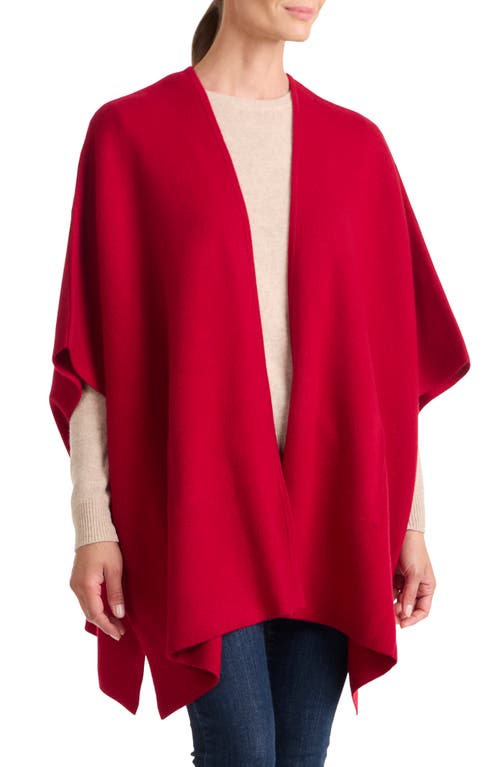 Sofia Cashmere Double Knit Cashmere Cape in Dark Red 