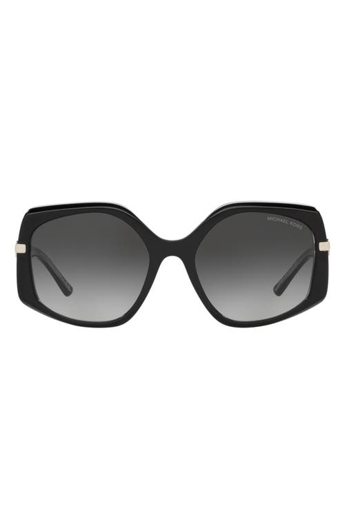 Michael Kors Cheyenne 56mm Gradient Geometric Sunglasses in Dark Grey