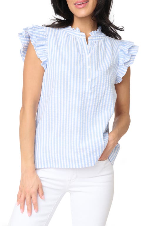 GIBSONLOOK GIBSONLOOK STRIPE FLUTTER SLEEVE SEERSUCKER TOP 