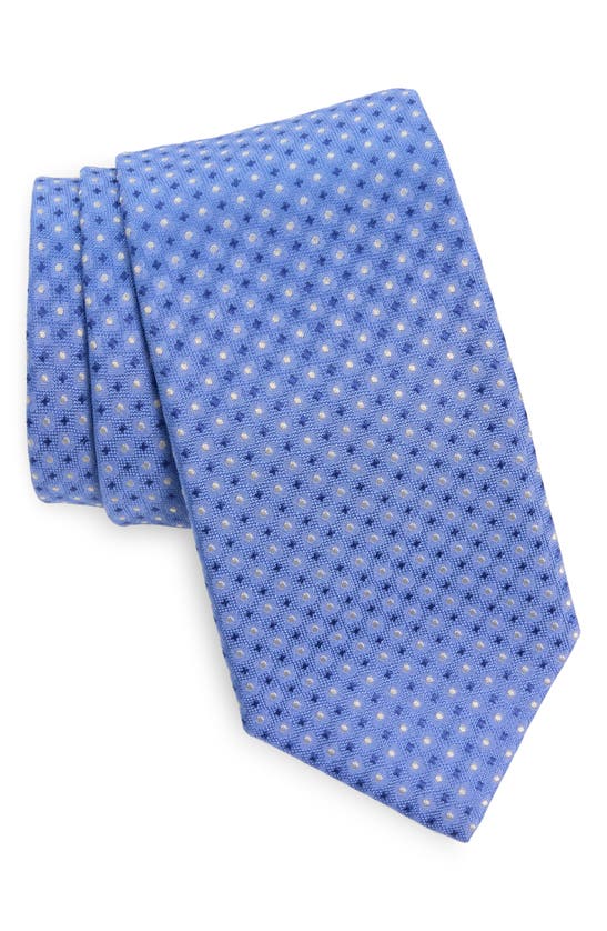 Shop Canali Neat Silk Tie In Light Blue
