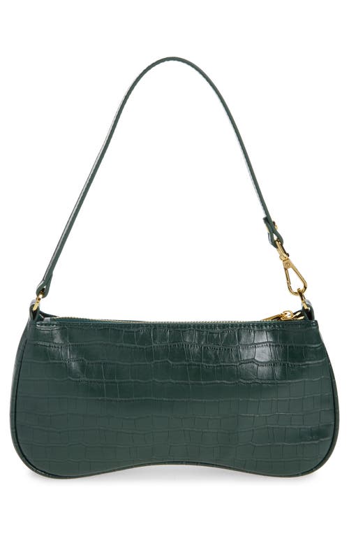 Shop Jw Pei Eva Croc Embossed Faux Leather Convertible Shoulder Bag In Dark Green Croc