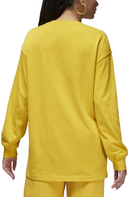 Shop Jordan Flight Heiress Of Optimism Long Sleeve Oversize Cotton T-shirt In Yellow Ochre/sail