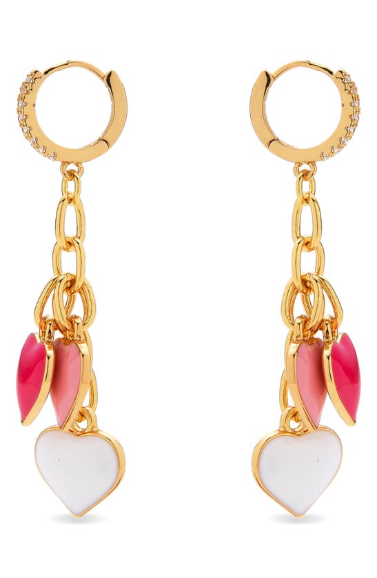 Eye Candy Los Angeles Enamel Hearts Drop Huggie Hoop Earrings In Gold