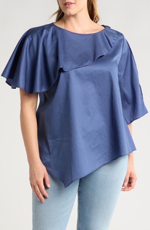 HARSHMAN HARSHMAN TATYANA RUFFLE ASYMMETRIC COTTON TOP