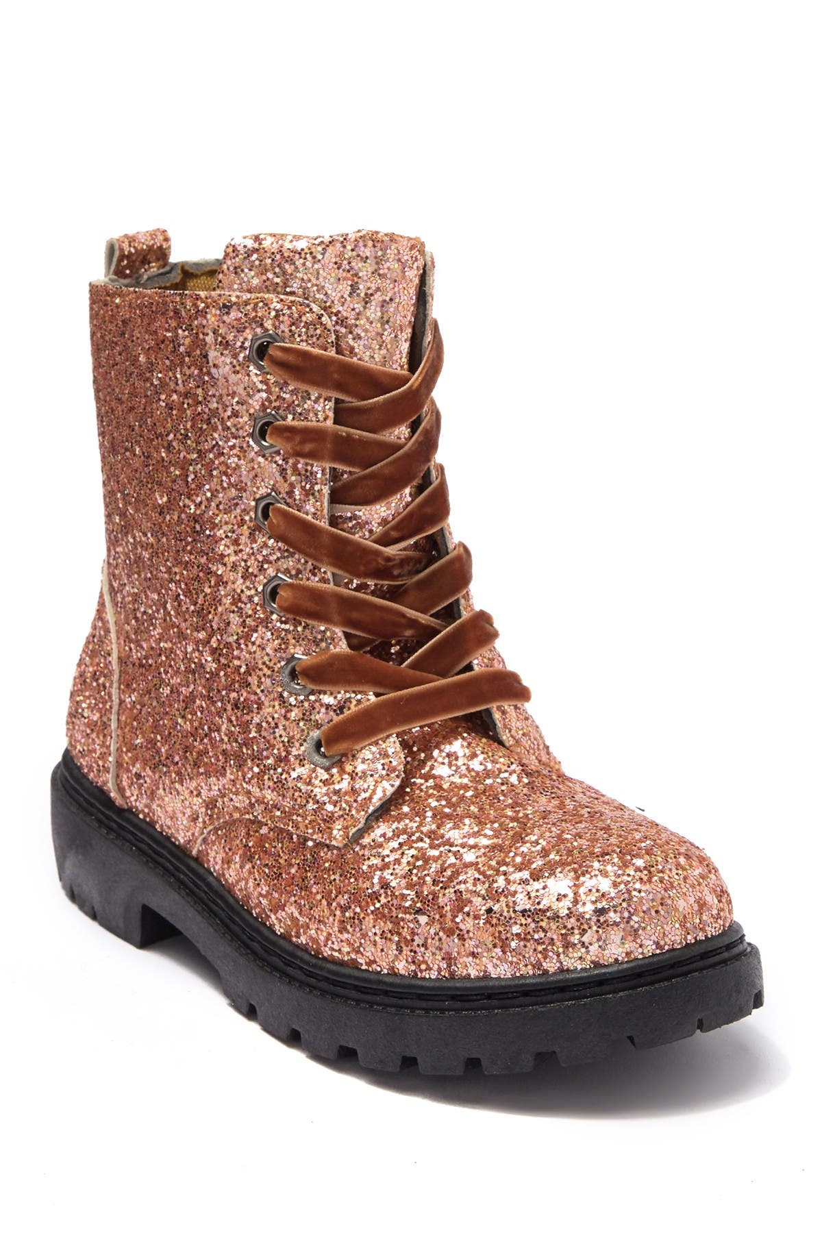 gold glitter combat boots