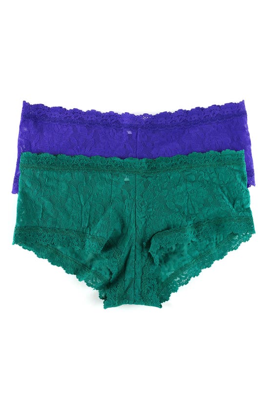 Hanky Panky Assorted 2-pack Lace Boyshorts In So Jaded/ Night Sky