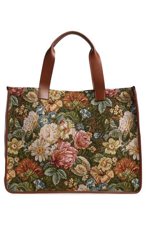 Shop Maison Margiela Large Cabas Tote In Green Floral/blue/chestnut