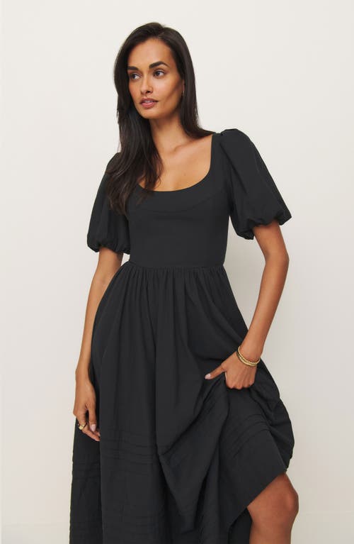 Shop Reformation Everlyn Puff Sleeve Stretch Organic Cotton Maxi Dress In Black