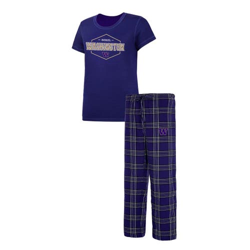 Women's Concepts Sport Purple/Black Washington Huskies Badge T-Shirt & Flannel Pants Sleep Set