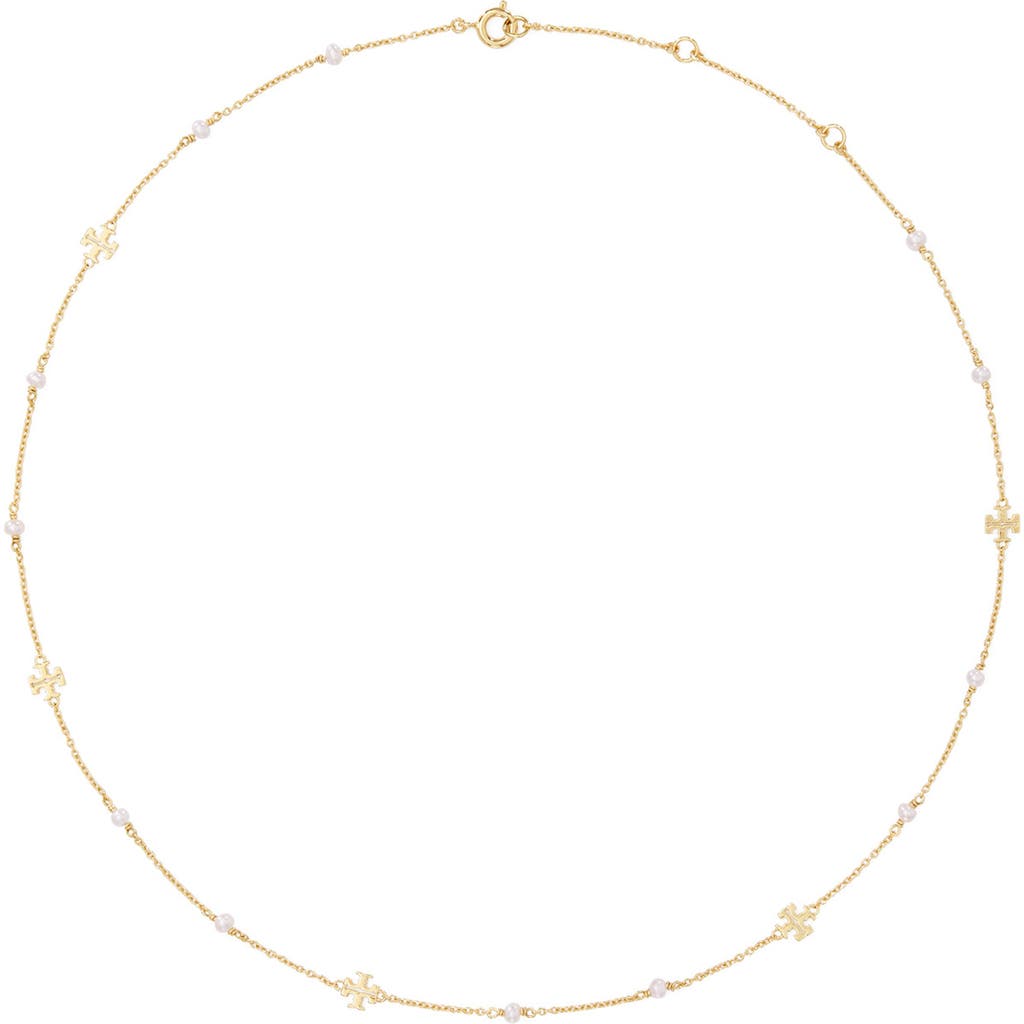 Tory Burch Kira Cultured Pearl Necklace In Gold