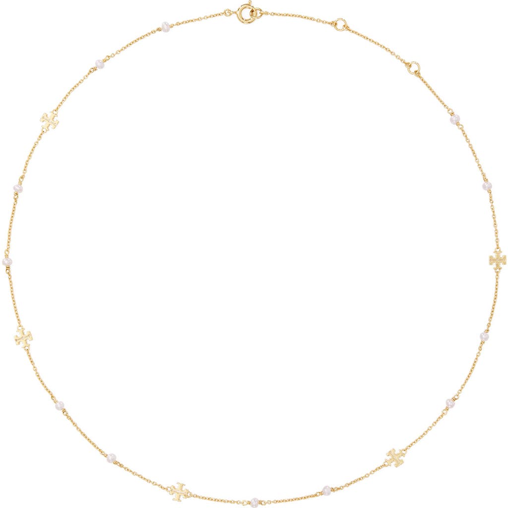 Tory Burch Moondance Pearl 18kt Gold-plated Necklace In Tory Gold/pearl