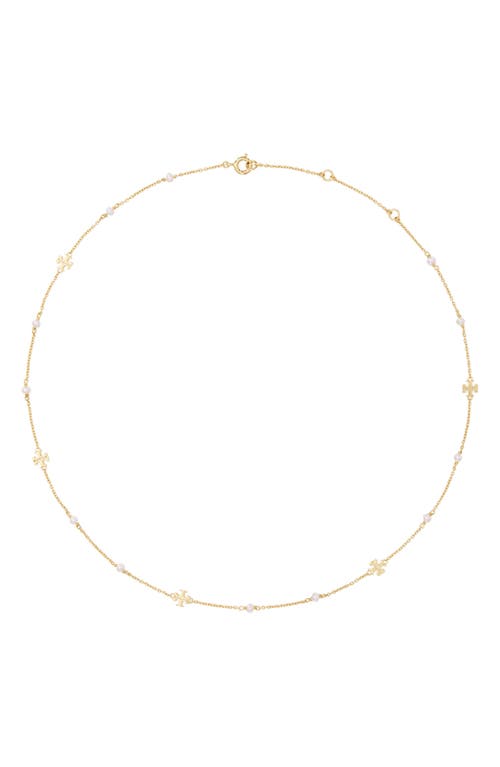 Tory Burch Kira Cultured Pearl Necklace in Tory Gold/Pearl at Nordstrom