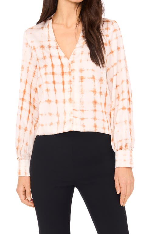 halogen(r) Collarless Satin Button-Up Shirt Orange Clay at Nordstrom,