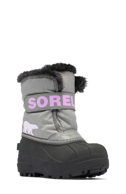 Sorel Kids' Snow Commander Insulated Waterproof Boot In Chrome Grey/euphoric Lilac